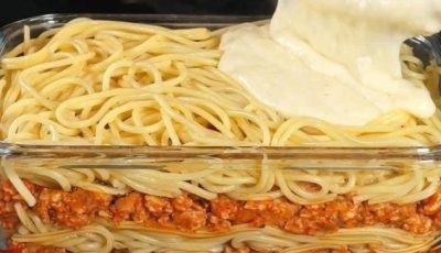 Baked Spaghetti with Minced Beef and Bacon
